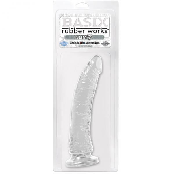 Basix Rubber Works 7 inches Slim Dong With Suction Cup Clear