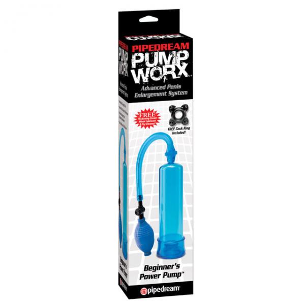 Pump Worx Beginners Power Pump With Cock Ring Blue