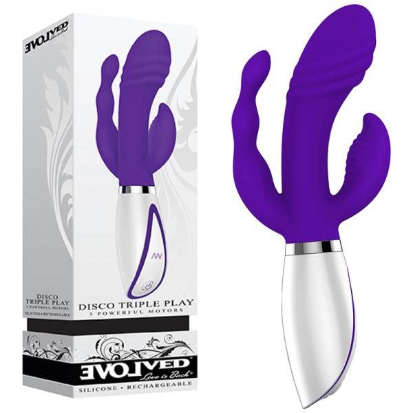 Evolved Disco Triple Play Purple Silicone Rechargeable