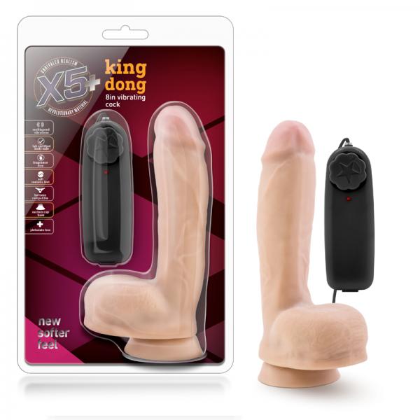 X5 Plus King Dong 8 Inches Vibrating Cock Vanilla Beige