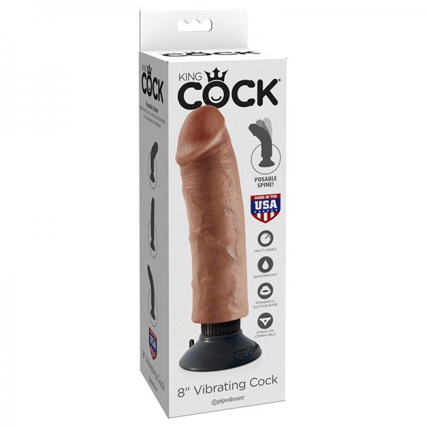 King Cock 8in Vibrating Cock Tan