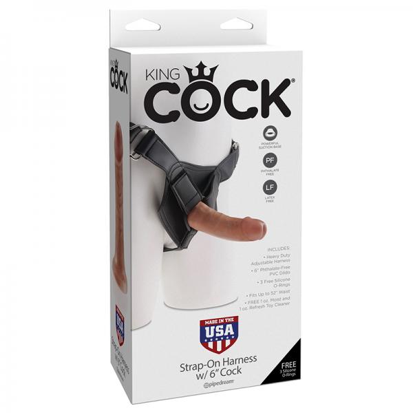 King Cock Strap-on Harness W/ 6in Cock Tan