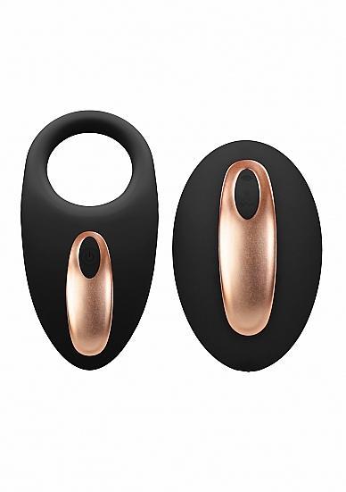 Elegance Dual Poise Vibrating Cock Ring & Remote Black