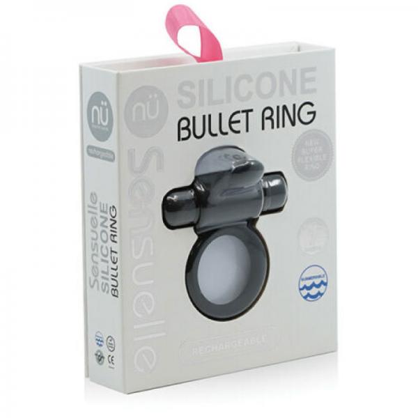 Sensuelle Bullet Cock Ring With Tongue Black