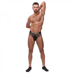 Mp Cock Pit Net Cock Ring Thong Blk Sm