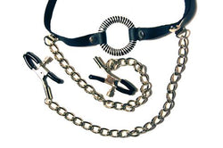 Fetish Fantasy O-Ring Gag With Nipple Clamps