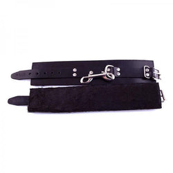 Rouge Leather Fur Lined Ankle Cuffs Black
