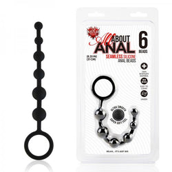 All About Anal Silicone Anal Beads 6 Balls Black