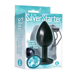 The 9's, The Silver Starter, Bejeweled Anodized Stainless Steel Plug, Aqua