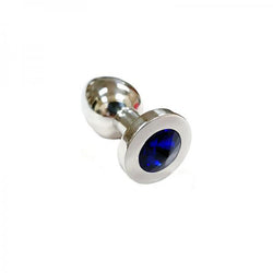 Rouge Stainless Steel Anal Butt Plug Medium With Coloured Crystal Blue