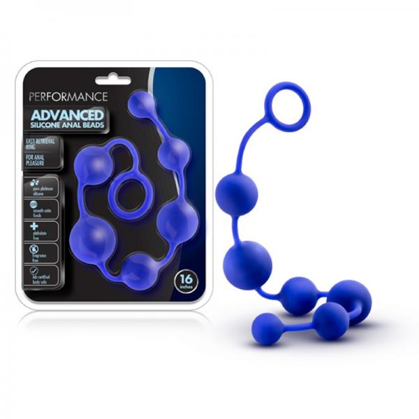 Performance - 16in Silicone Anal Beads - Indigo