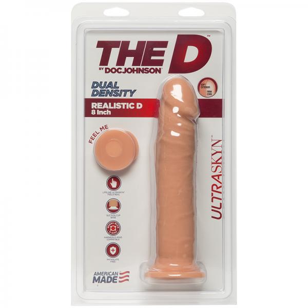 The D Realistic D 8 inches Ultraskyn Dildo Beige