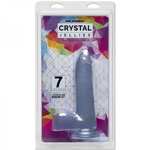 Crystal Jellies - 7in Slim Cock W/balls Clear