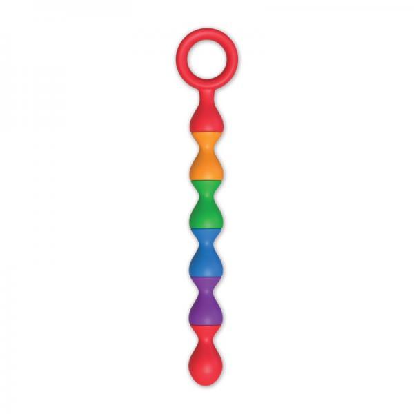 Rainbow Baller Beads Silicone Pleasure Beads With Ring Handle