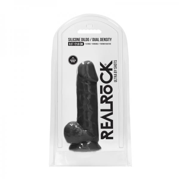 Realrock Ultra - 8.5 / 21.6 Cm - Silicone Dildo With Balls - Black