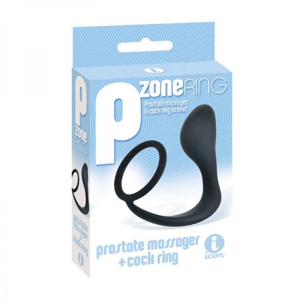 P-Zone Ring Prostate Massager & Cock Ring Black