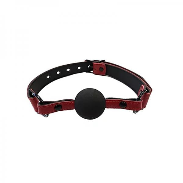 Leather Ball Gag With Rubber Ball  Burgunday & Black Accessories