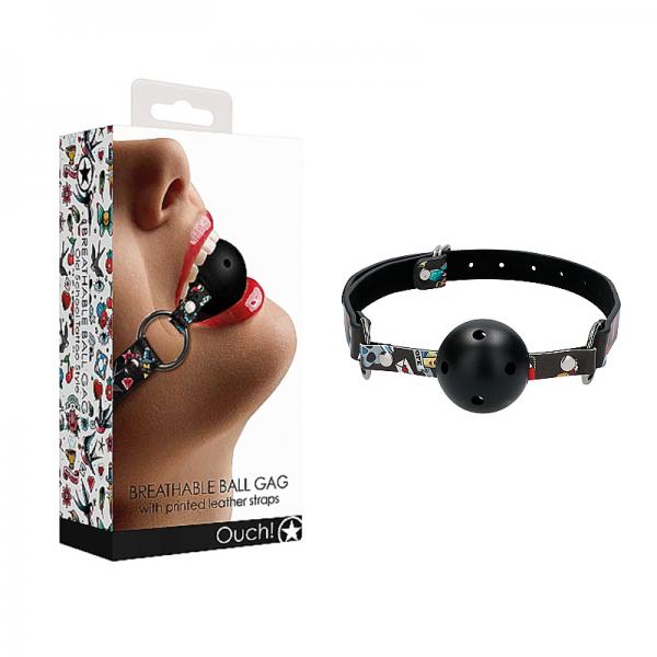 Ouch! Old School Tattoo Printed Breathable Ball Gag